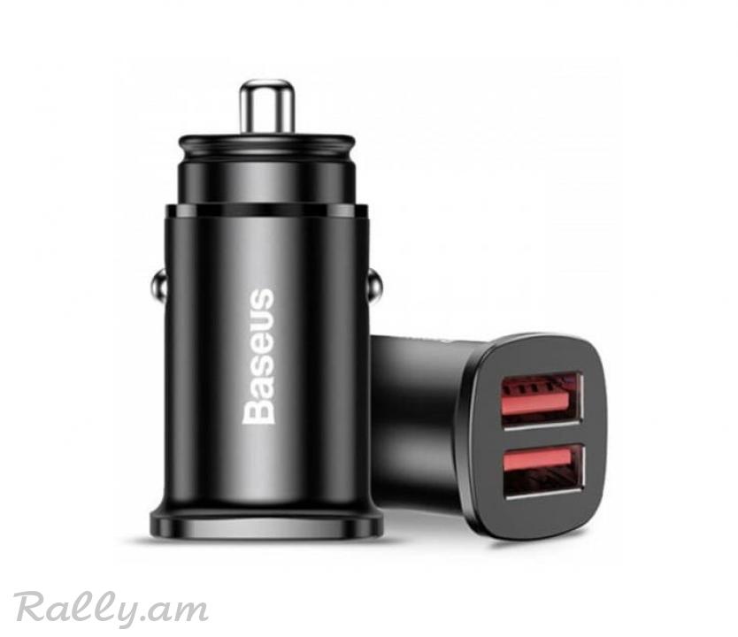 Լիչքավորիչ 2 USB Square Metal Quick Baseus