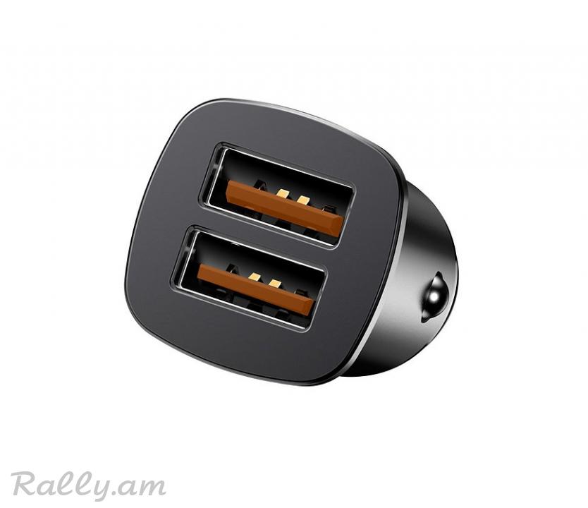 Լիչքավորիչ 2 USB Square Metal Quick Baseus