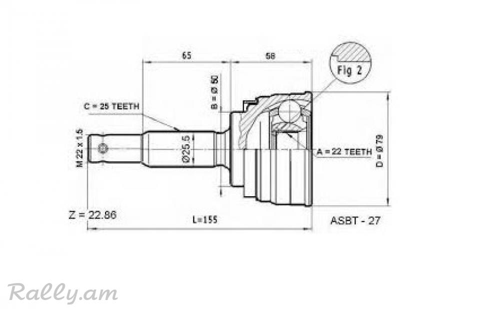 3438.MITSUBISHI DRSI GRANAT, Шрус внешний